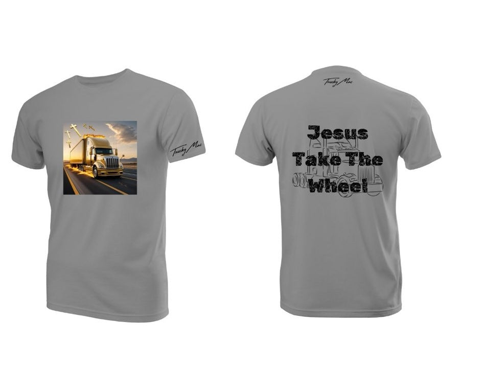 Jesus Take The Wheel Grey Tee